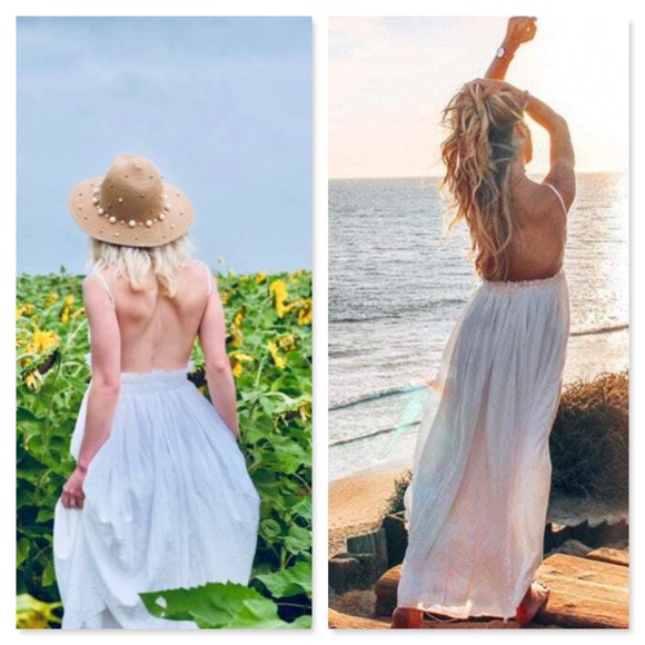 Backless Lace Detail White Maxi Dress - Picture 16 of 17